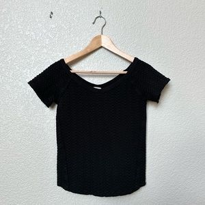 Free People Short Sleeve Shirt with Knit Texture